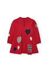 Vestido niña Boboli rojo con corazones decorativos